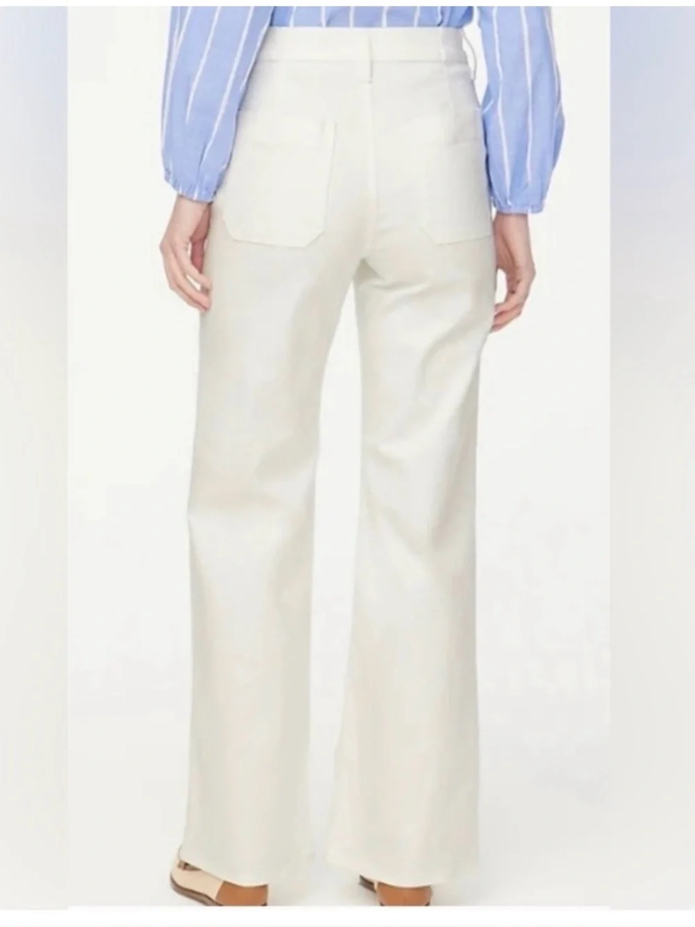 NWT J. Crew Women's White Wide Leg Slim Sailor Jeans Gold Buttons - Picture 2 of 7
